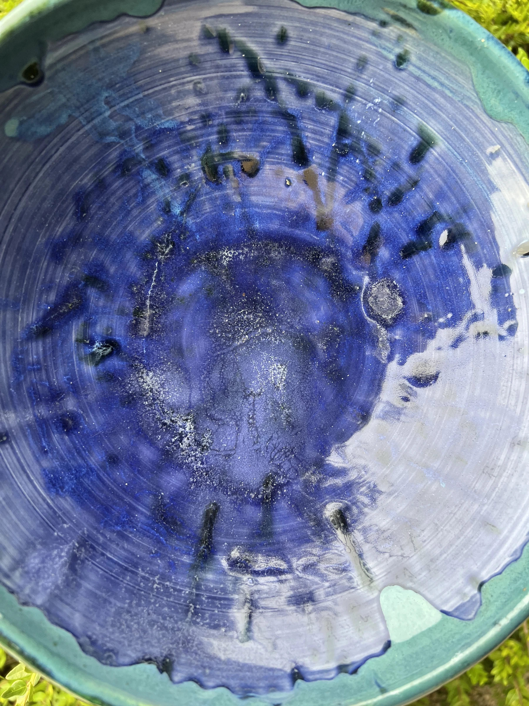 🫐 Large signed salad bowl in glazed blue-green stoneware/terracotta - Handmade – photo 8